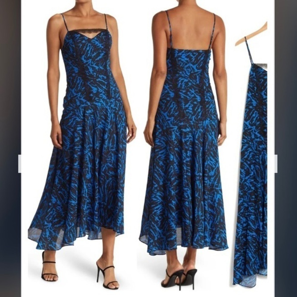 JASON WU Zebra Print Lace Trim Asymmetric Dress - Picture 2 of 14